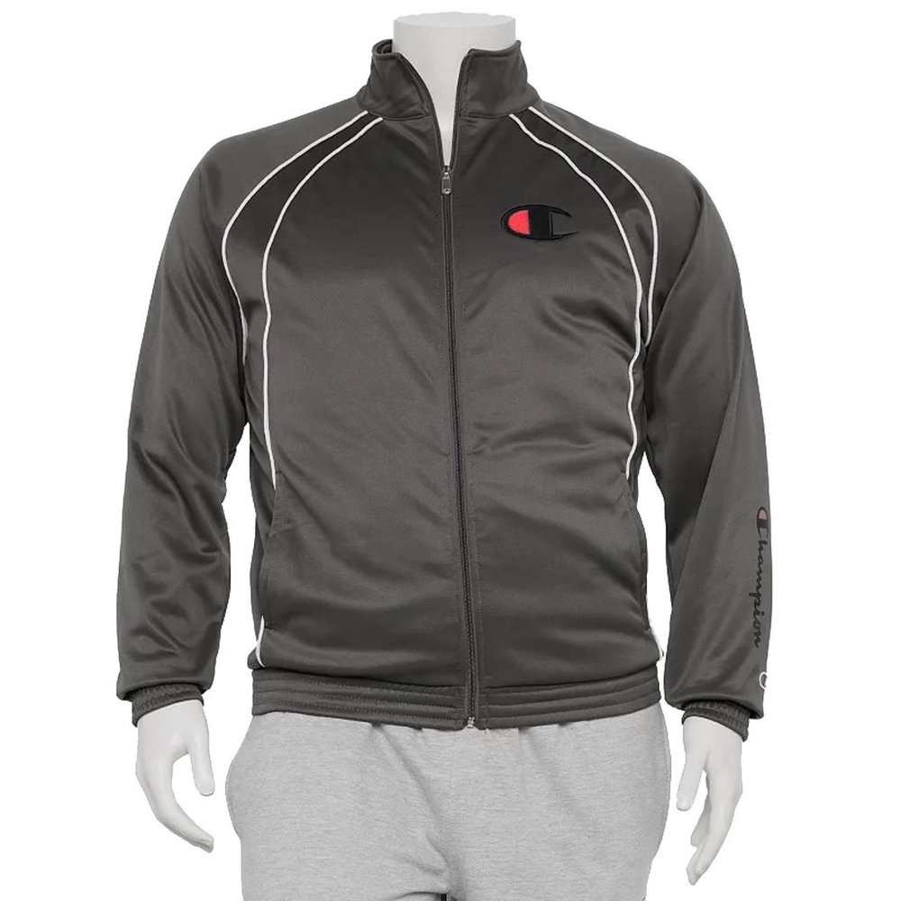 NEW Champion Tricot Track Jacket!  3XLT 4XLT  Gray With White Details Big & Tall